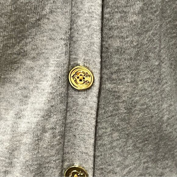 C Wonder Grey Cotton Angora V Neck Long Sleeve Cardigan Gold Buttons Size Medium - Picture 4 of 6